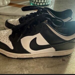 Nike Black and White Big Kids Low-Top Sneakers with Swoosh